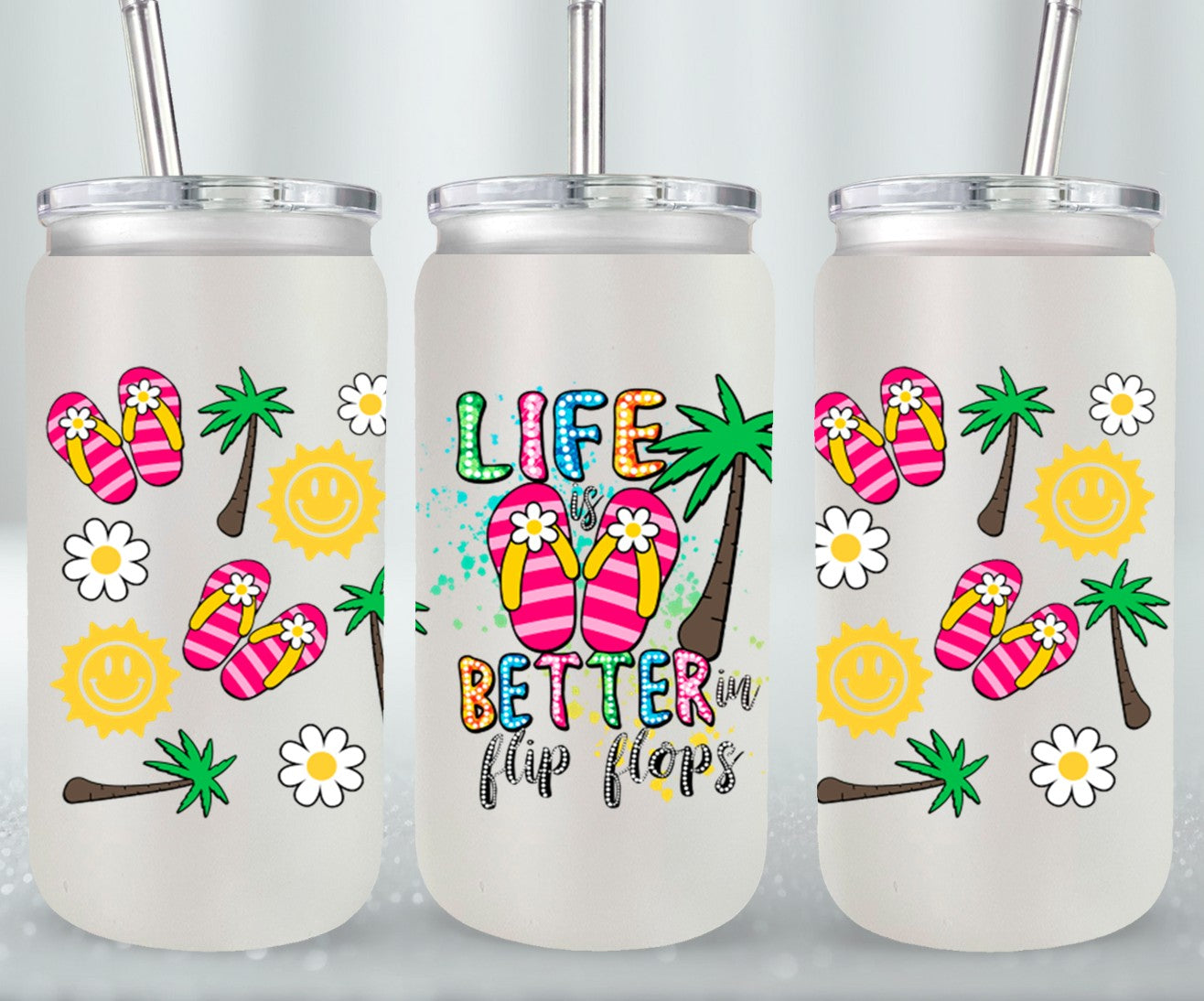 Life Better in Flip Flops-10664 - glass can