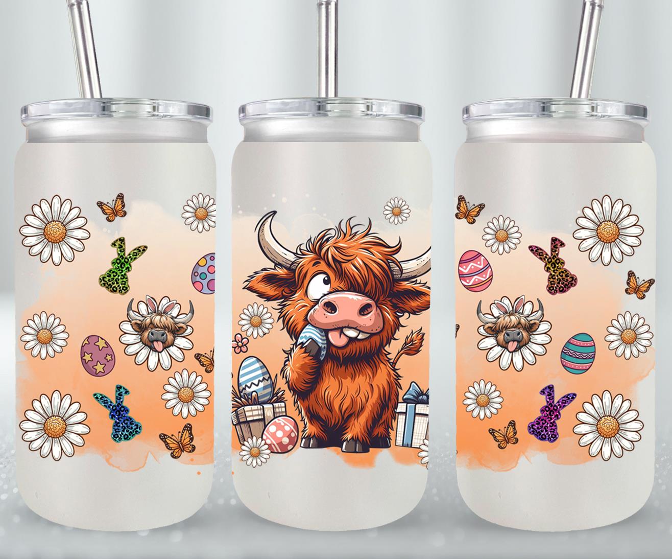 Highland Cow Easter-10384 - glass can