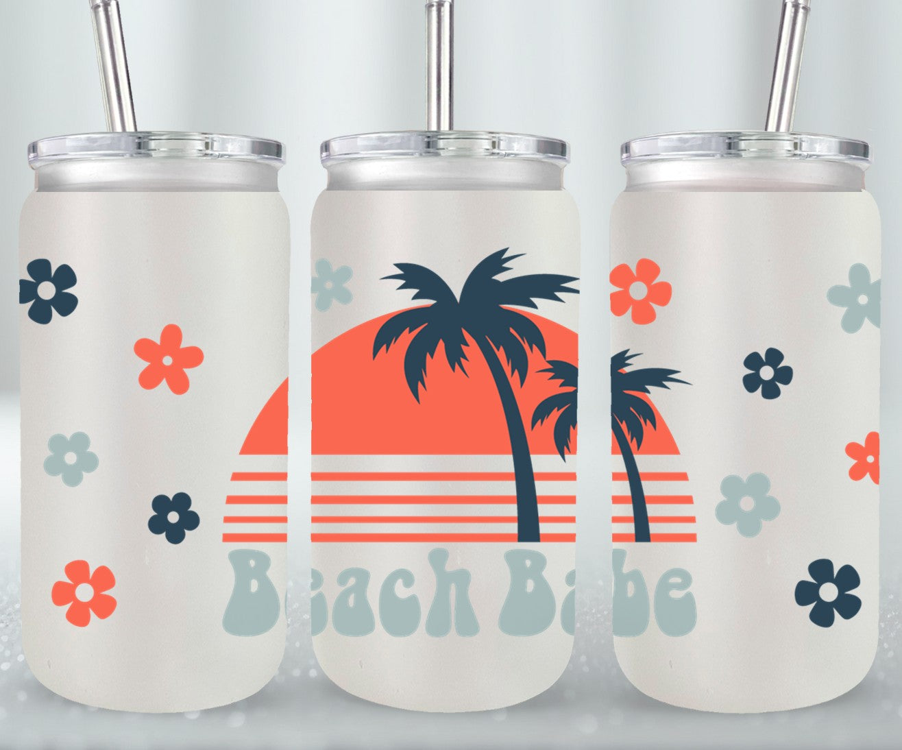 Beach Babe Retro Summer-10676 - glass can