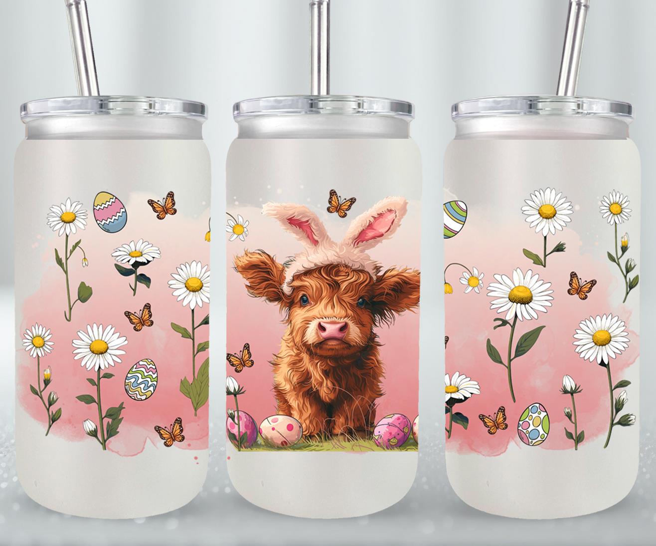 Highland Cow Easter-10369 - glass can