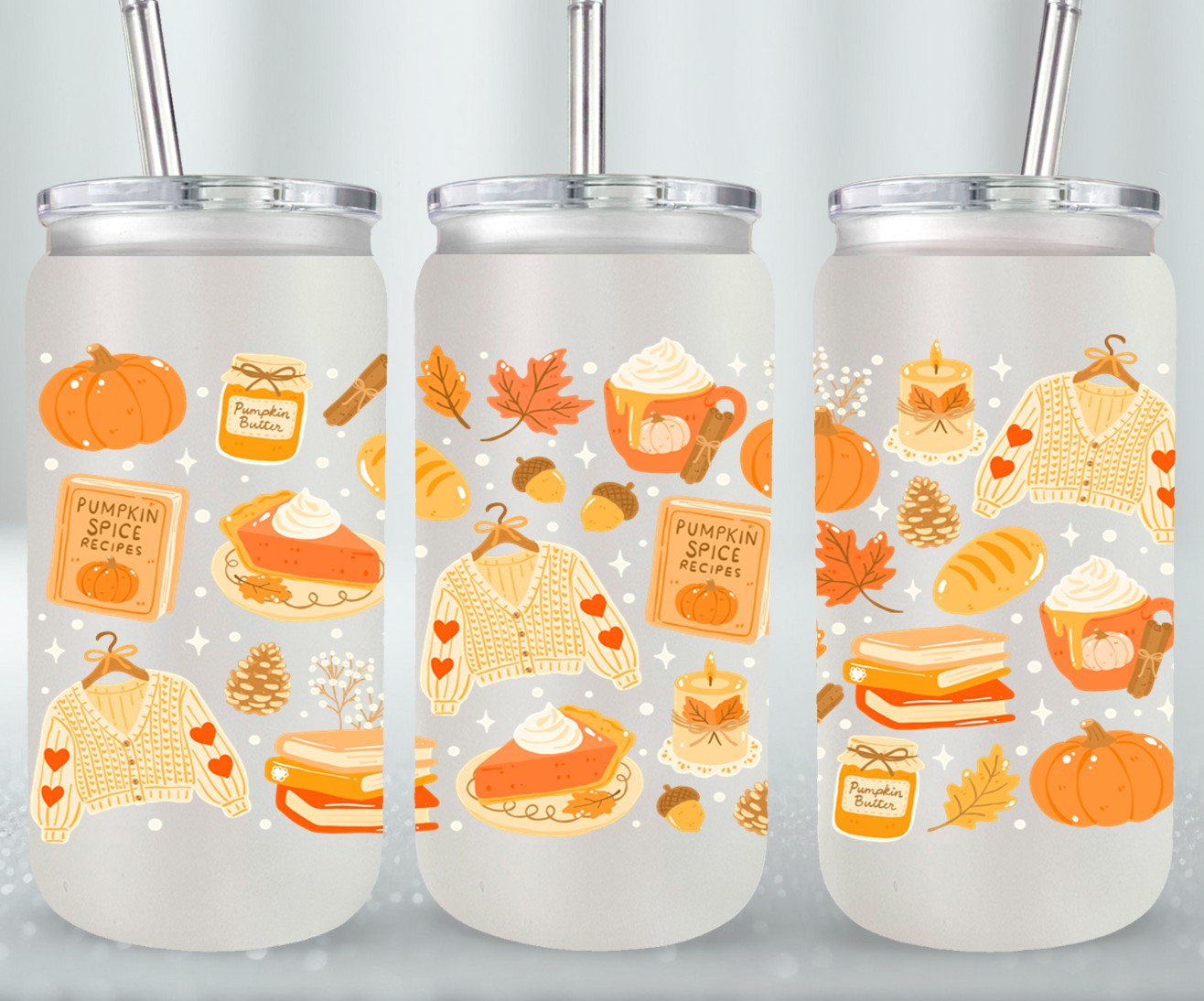 Autumn - glass can