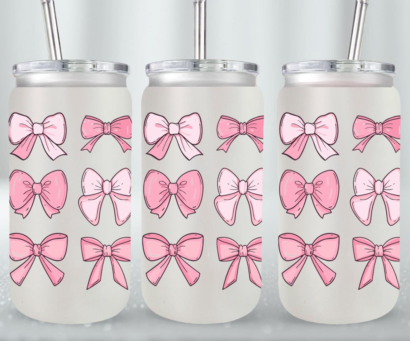 Pink Bow-9990 - glass can