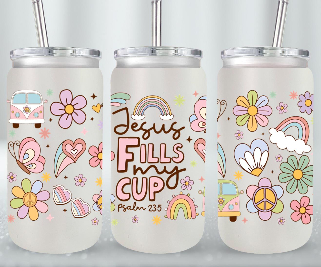 Jesus Fells My Cup-10208 - glass can