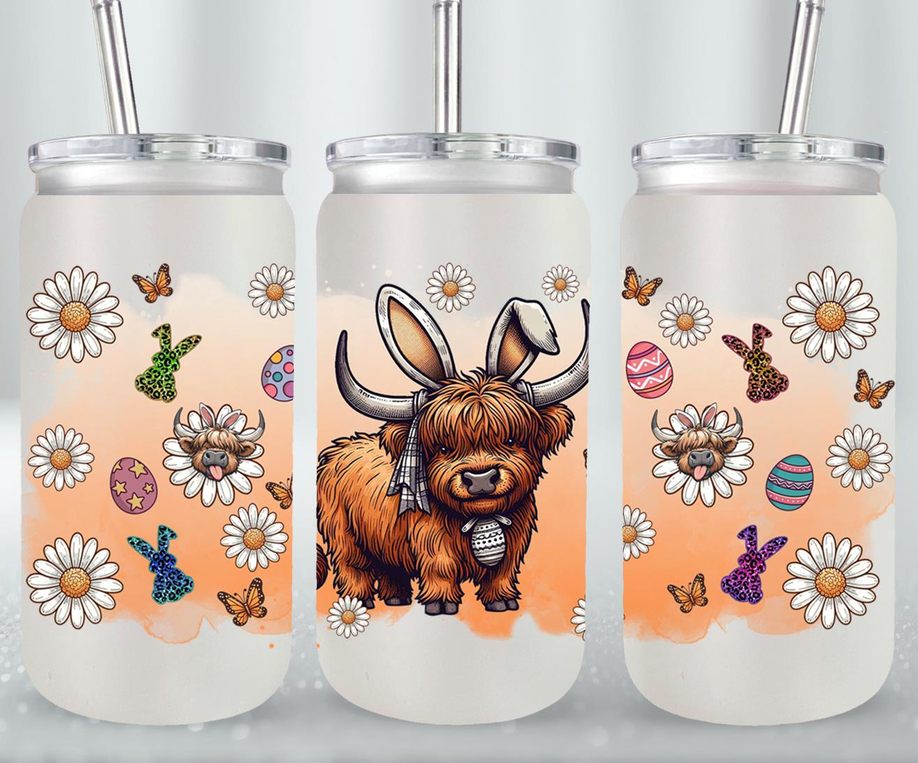 Highland Cow Easter-10381 - glass can