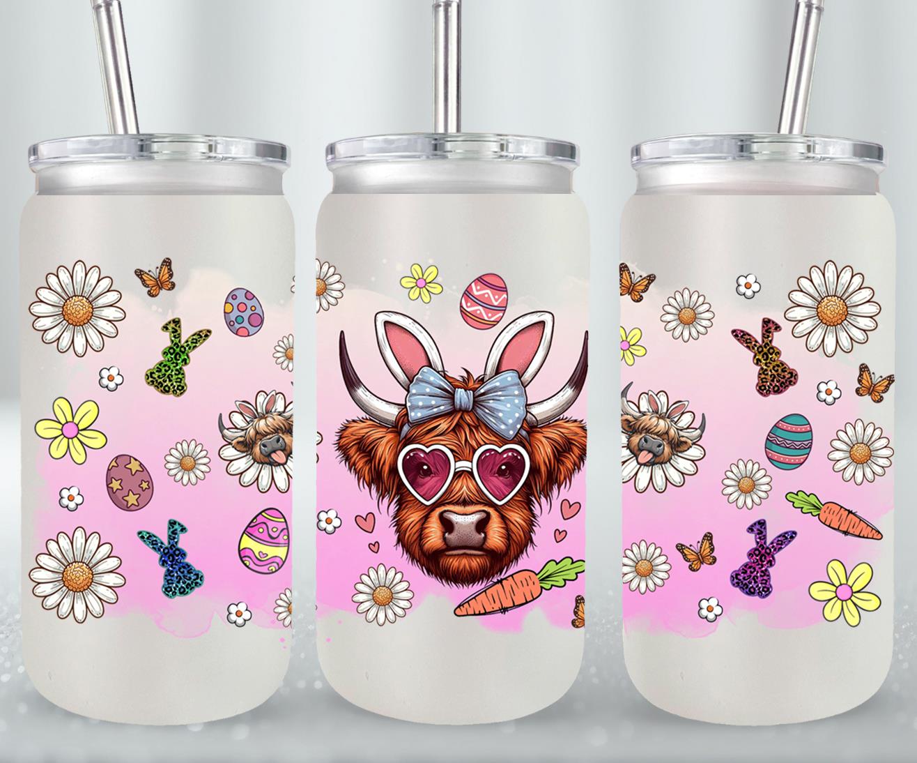 Highland Cow Easter-10399 - glass can