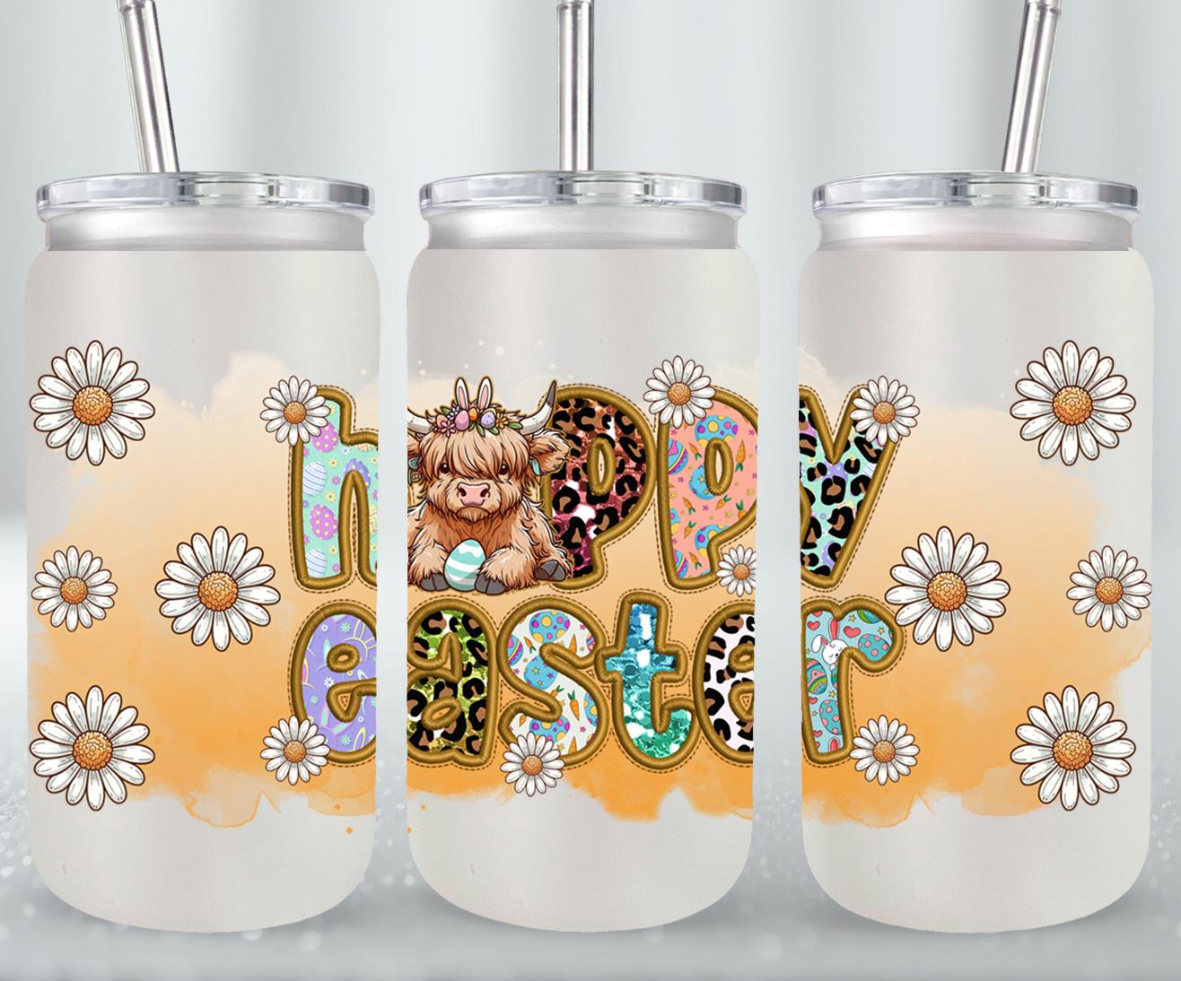 Highland Cow Easter-10395 - glass can