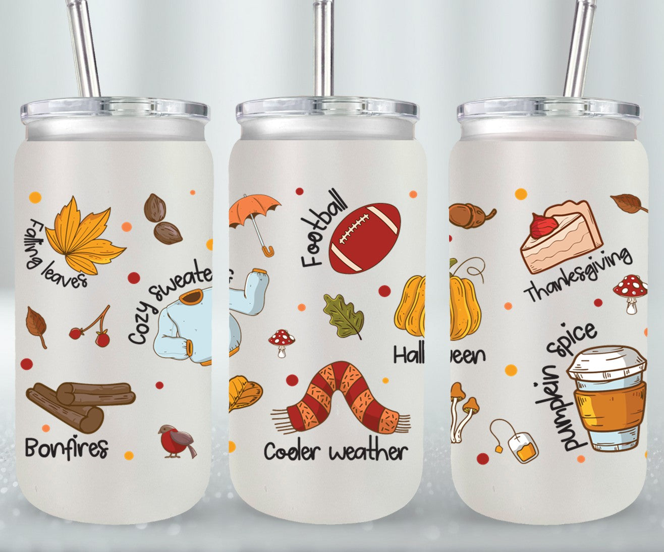 Autumn - glass can