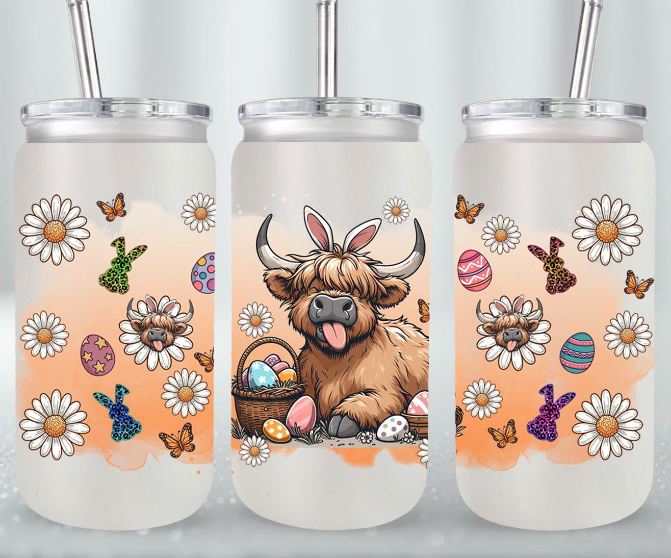 Highland Cow Easter-10383 - glass can