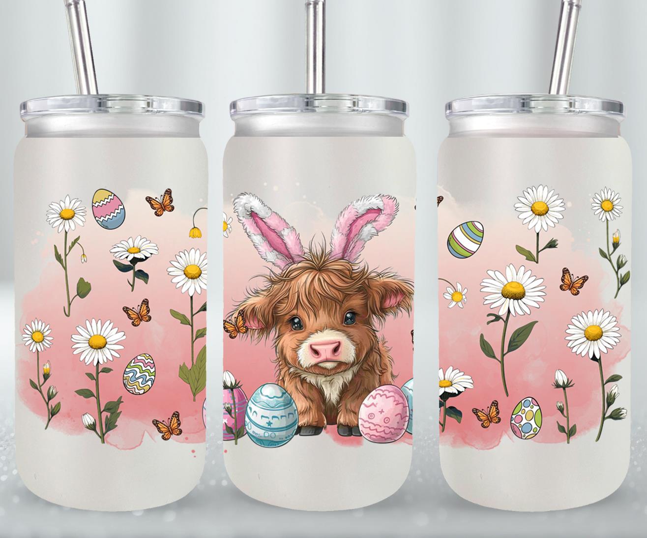 Highland Cow Easter-10405 - glass can