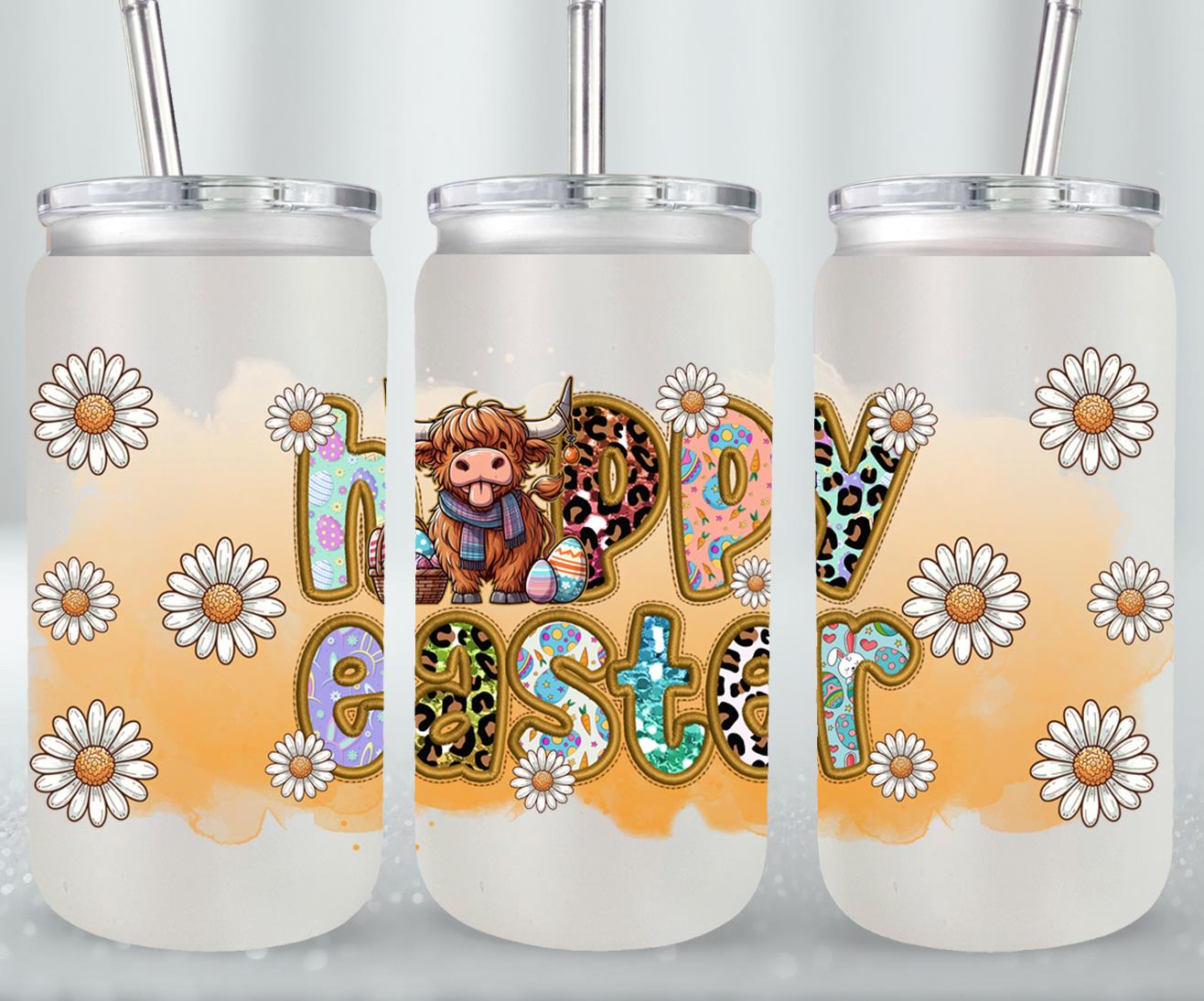 Highland Cow Easter-10396 - glass can