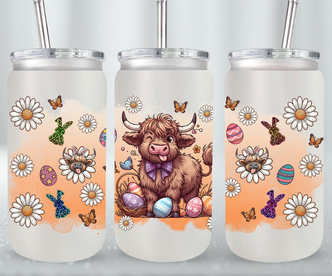 Highland Cow Easter-10379 - glass can