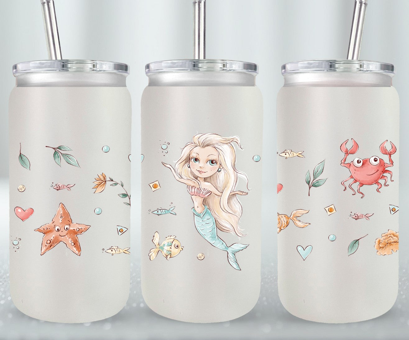 Cute Mermaid-10679 - glass can