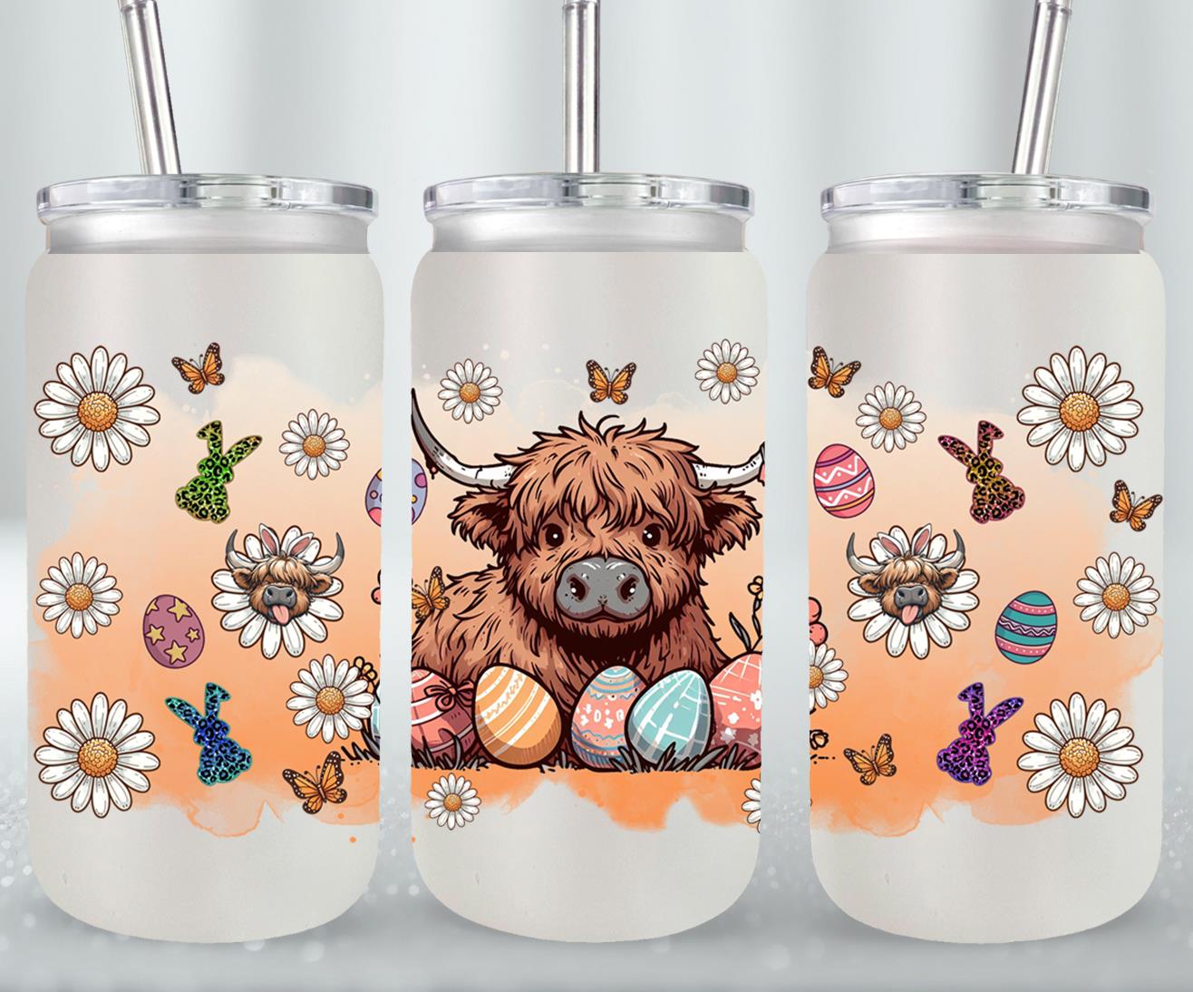 Highland Cow Easter-10375 - glass can