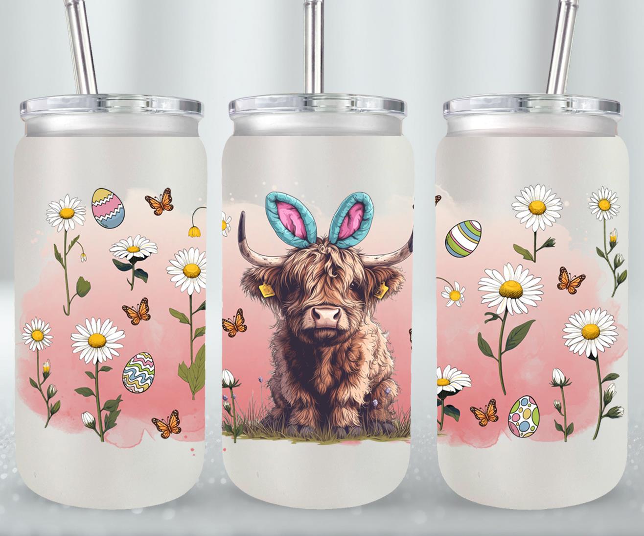 Highland Cow Easter-10367 - glass can