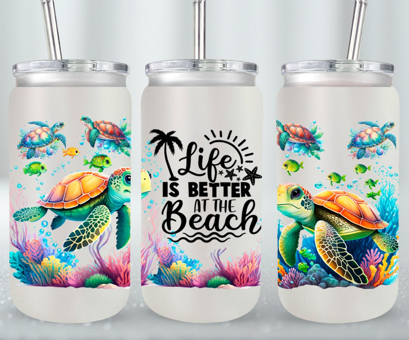 Life Is Better At The Beach Summer-10665 - glass can