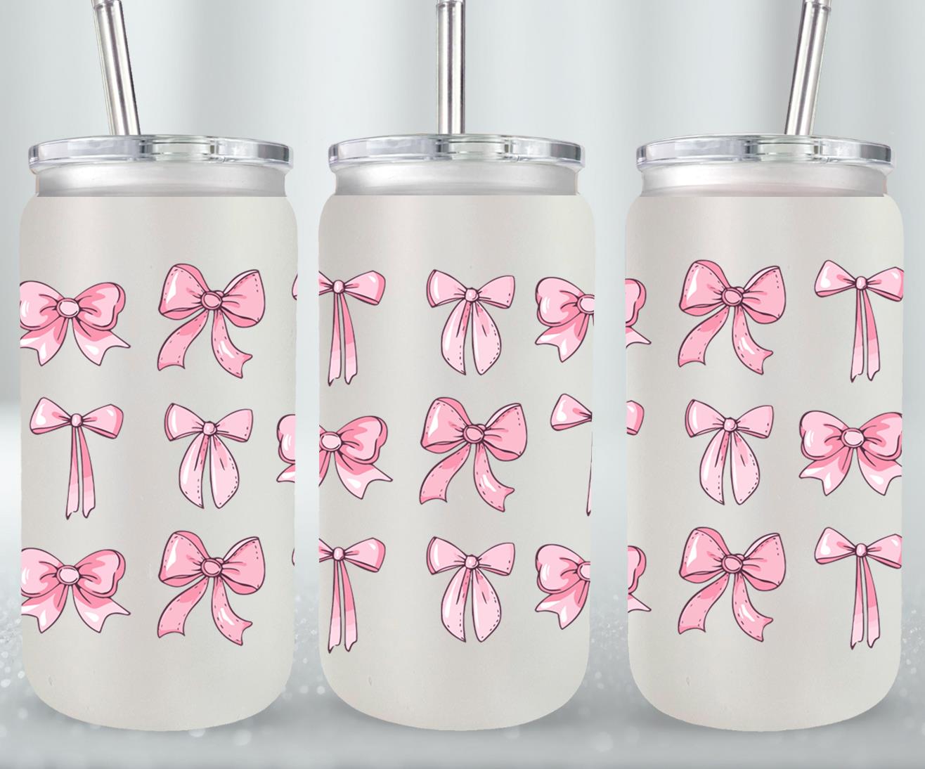Pink Bow-9993 - glass can