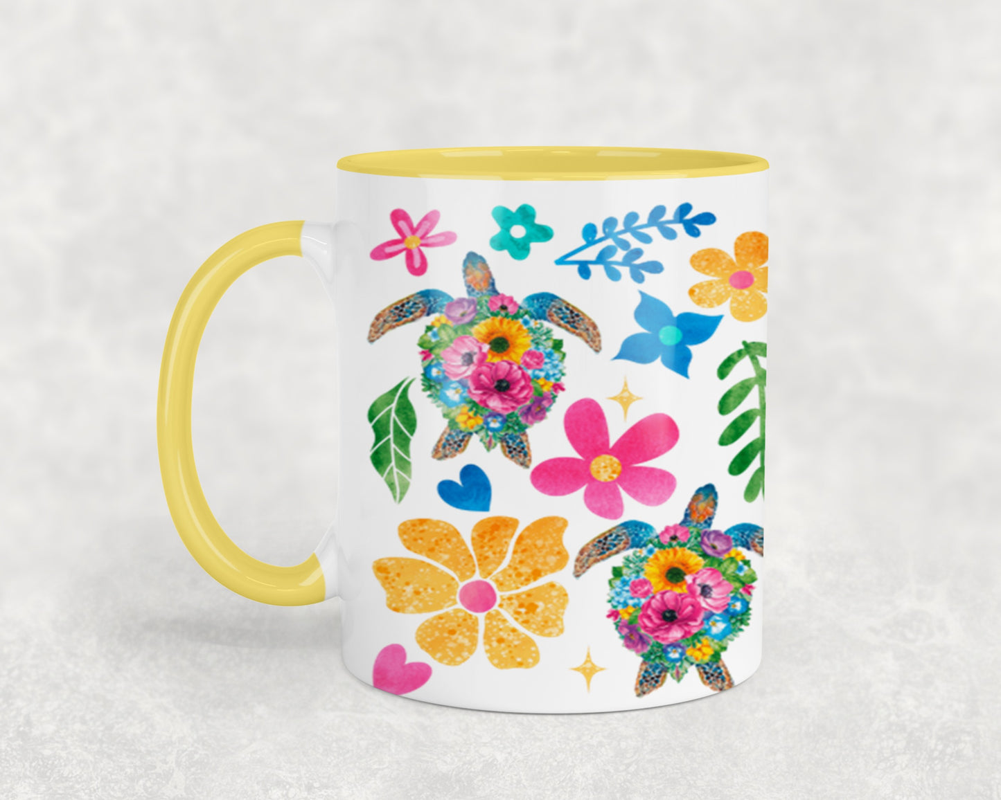 Boho Floral Sea Turtle-10660 - mugs