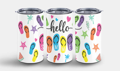 Hello Summer Flip Flops-10641 - tumbler