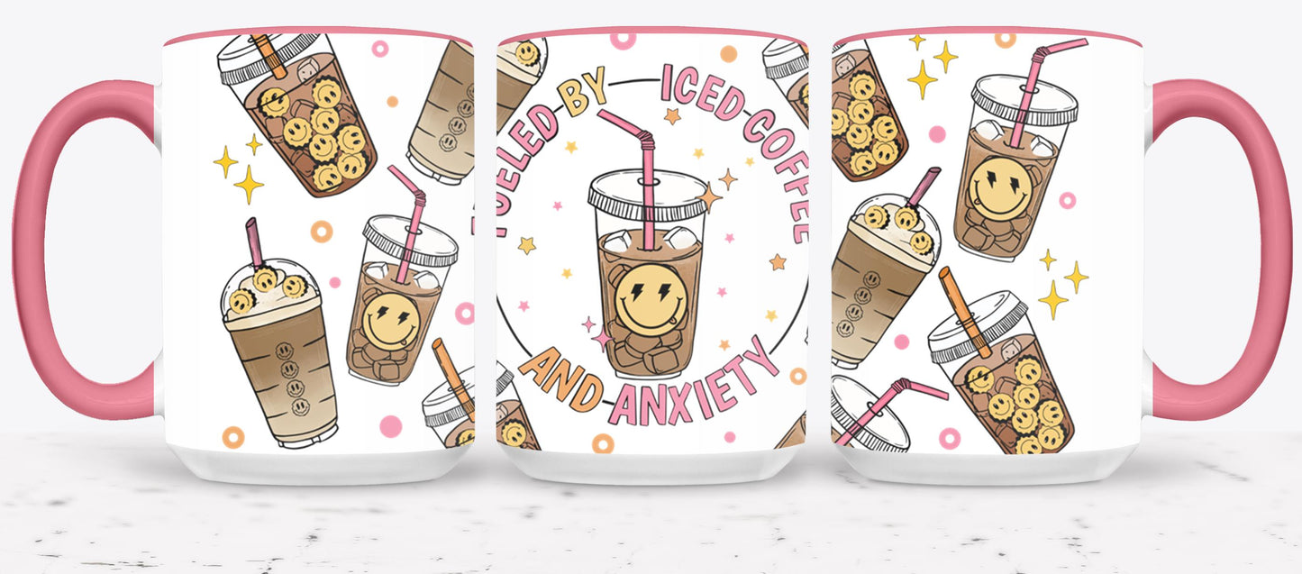 Fueled by Iced Coffee and Anxiety - mugs