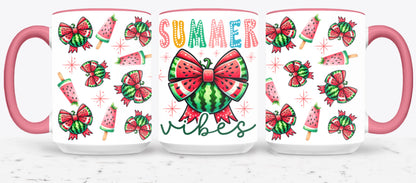 Summer Vibes Watermelon Coquette Bow-10672 - mugs