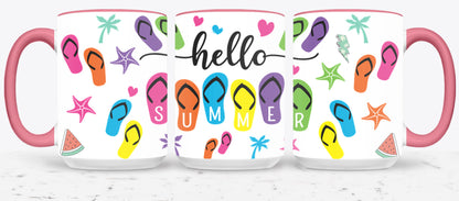 Hello Summer Flip Flops-10641 - mugs