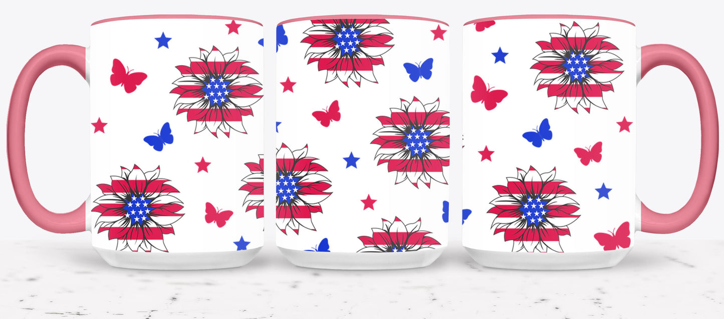 Sunflower USA Flag-9920 - mugs
