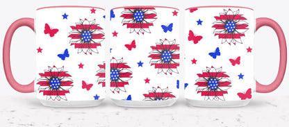 Sunflower USA Flag-9920 - mugs