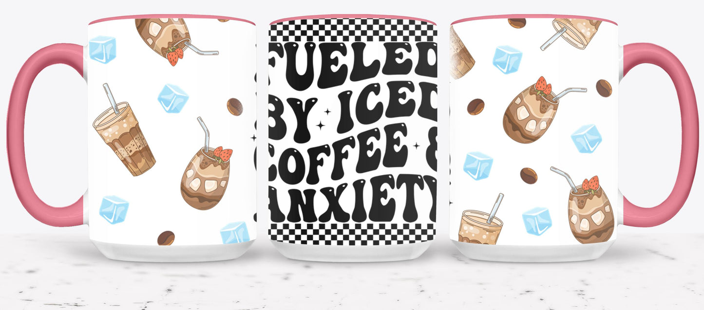 Fueled by Iced Coffee and Anxiety - mugs
