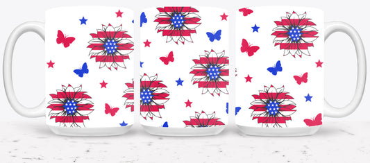 Sunflower USA Flag - mugs