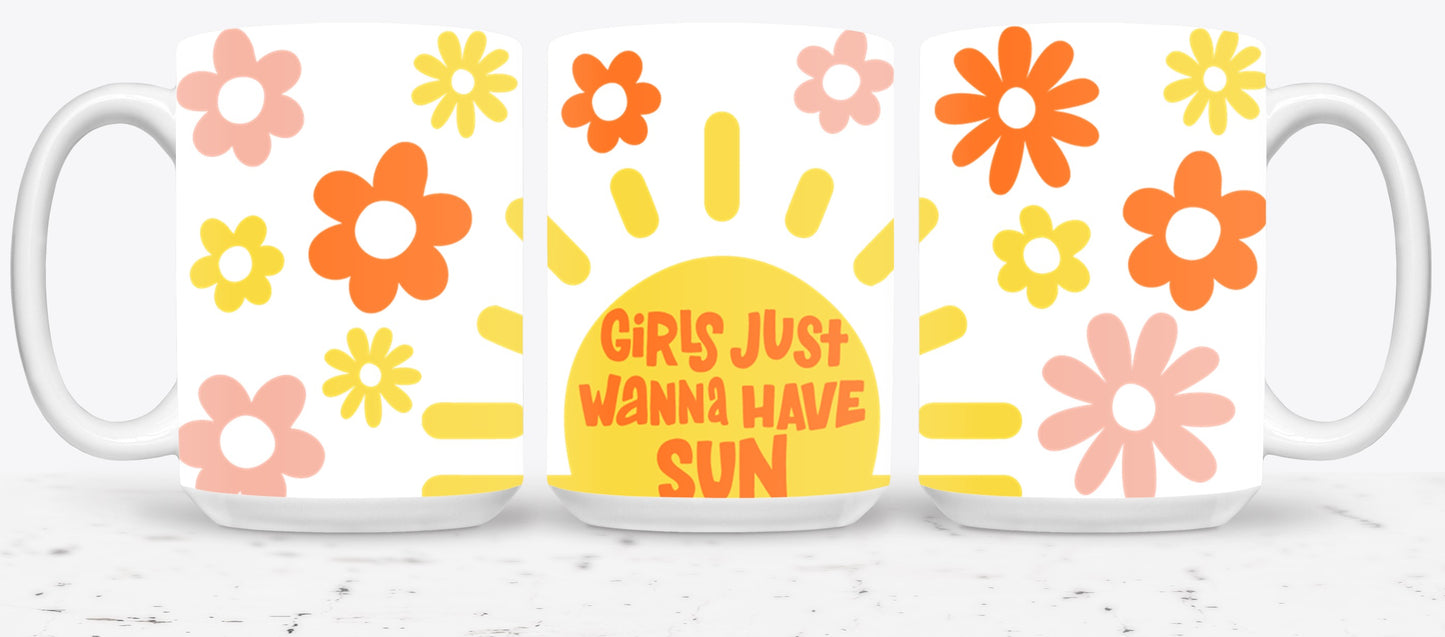Girls Just Wanna Have Sun Floral-10684 - mugs