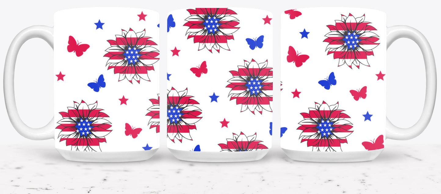 Sunflower USA Flag-9920 - mugs