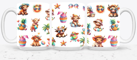 Highland Cow Beach Summer-10642 - mugs