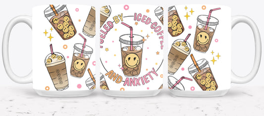 Fueled by Iced Coffee and Anxiety - mugs