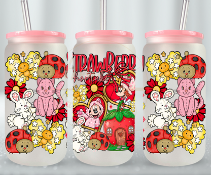 Strawberry Blossom Cottage.-551 Glass Can - 551-16OZ-Pink