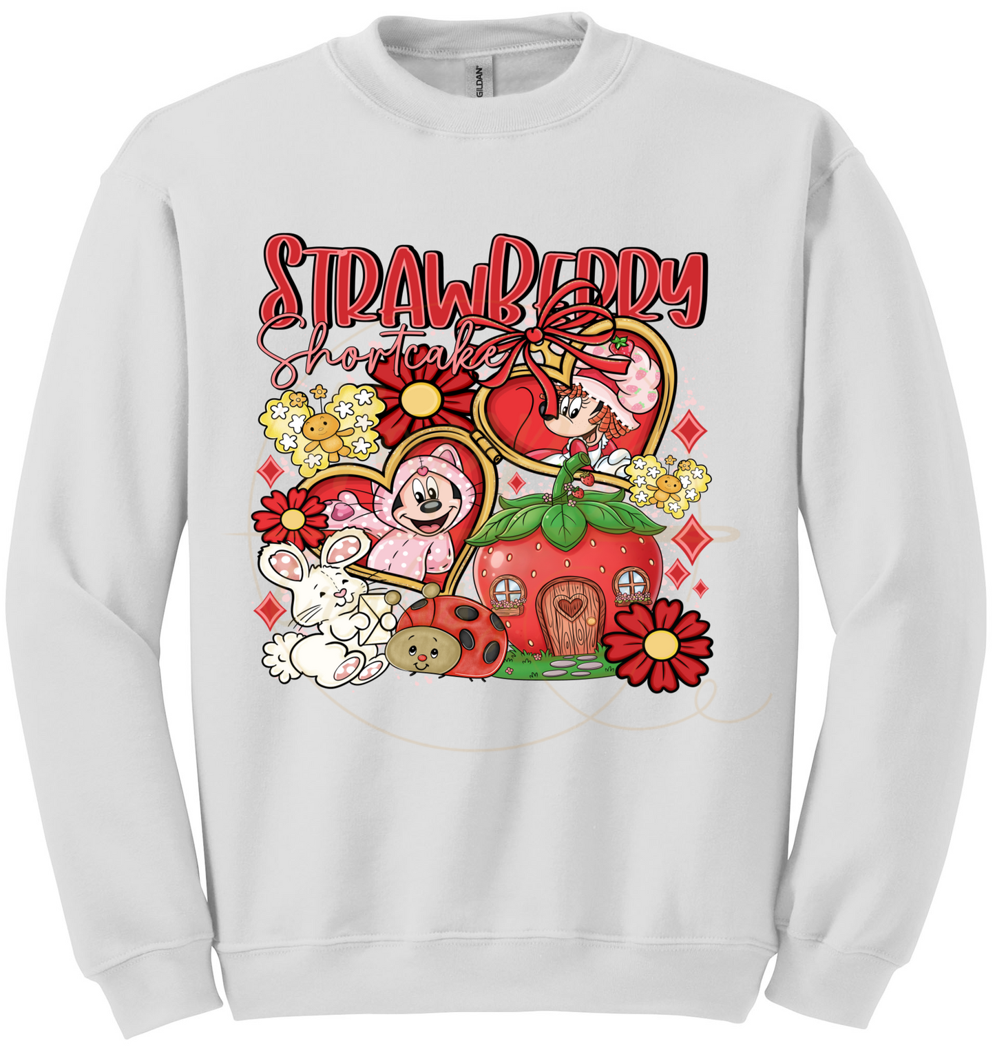 Strawberry Blossom Cottage.-551 Sweatshirt - 551-S-White, 551-M-White, 551-L-White, 551-XL-White, 551-2XL-White, 551-3XL-White