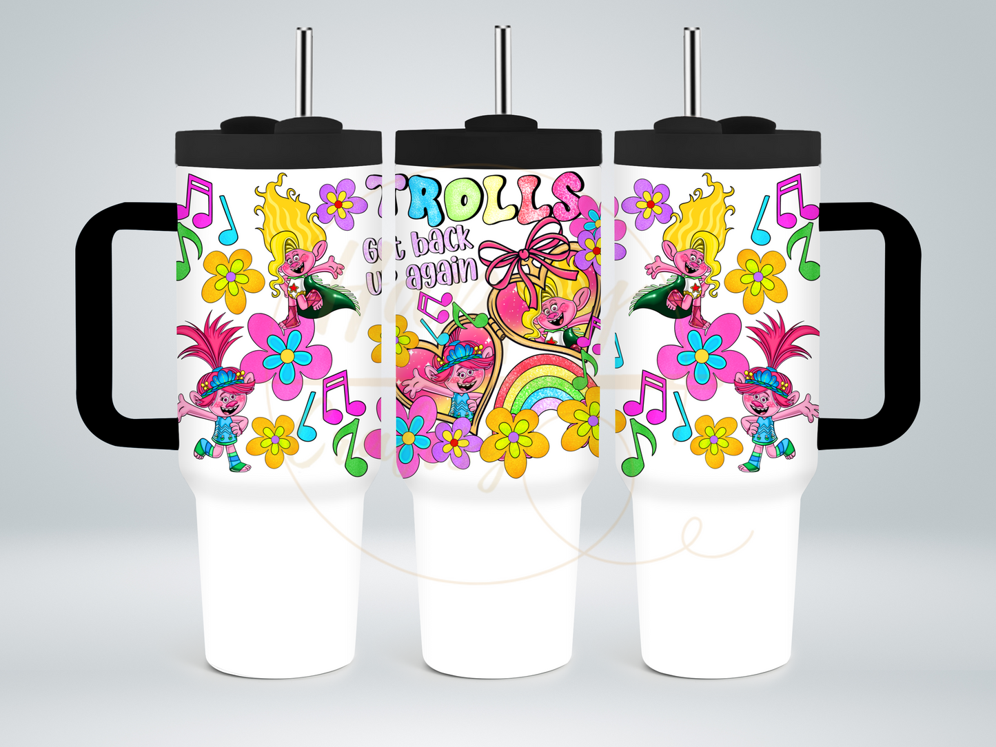 Colorful Flower Party Crew-539 Tumbler - 539-40OZ-Black