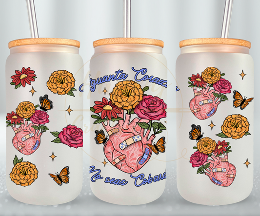 Aguanta Corazon-504 Glass Can - 504-16OZ-Bamboo Lids