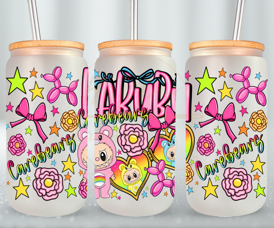Colorful Friends Parade-541 Glass Can - 541-16OZ-Bamboo Lids