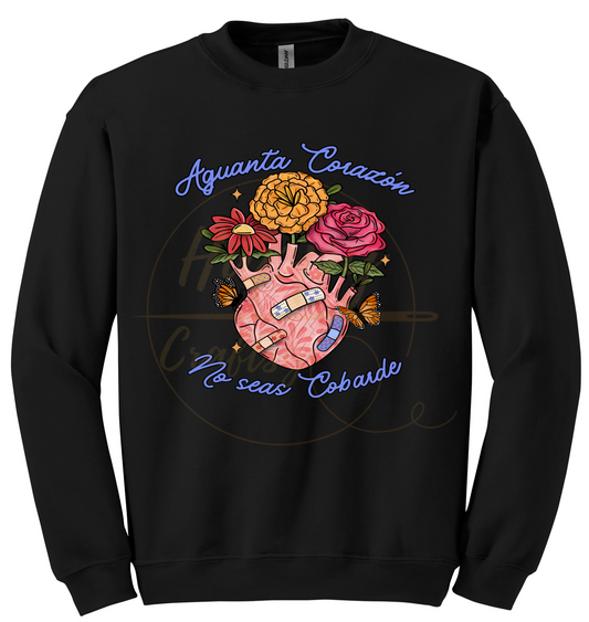Aguanta Corazon-504 Sweatshirt - 504-S-Black, 504-M-Black, 504-L-Black, 504-XL-Black, 504-2XL-Black, 504-3XL-Black