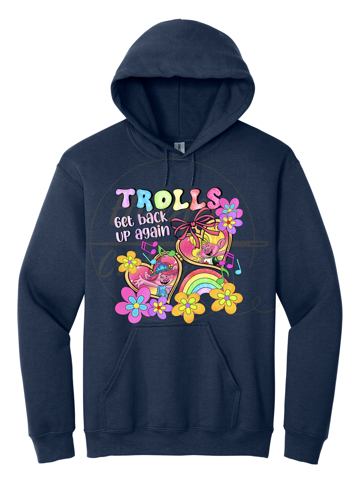 Colorful Flower Party Crew-539 Hoodie - 539-S-Navy, 539-M-Navy, 539-L-Navy, 539-XL-Navy, 539-2XL-Navy, 539-3XL-Navy