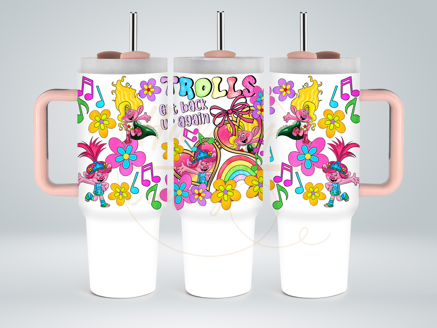 Colorful Flower Party Crew-539 Tumbler - 539-40OZ-Pink