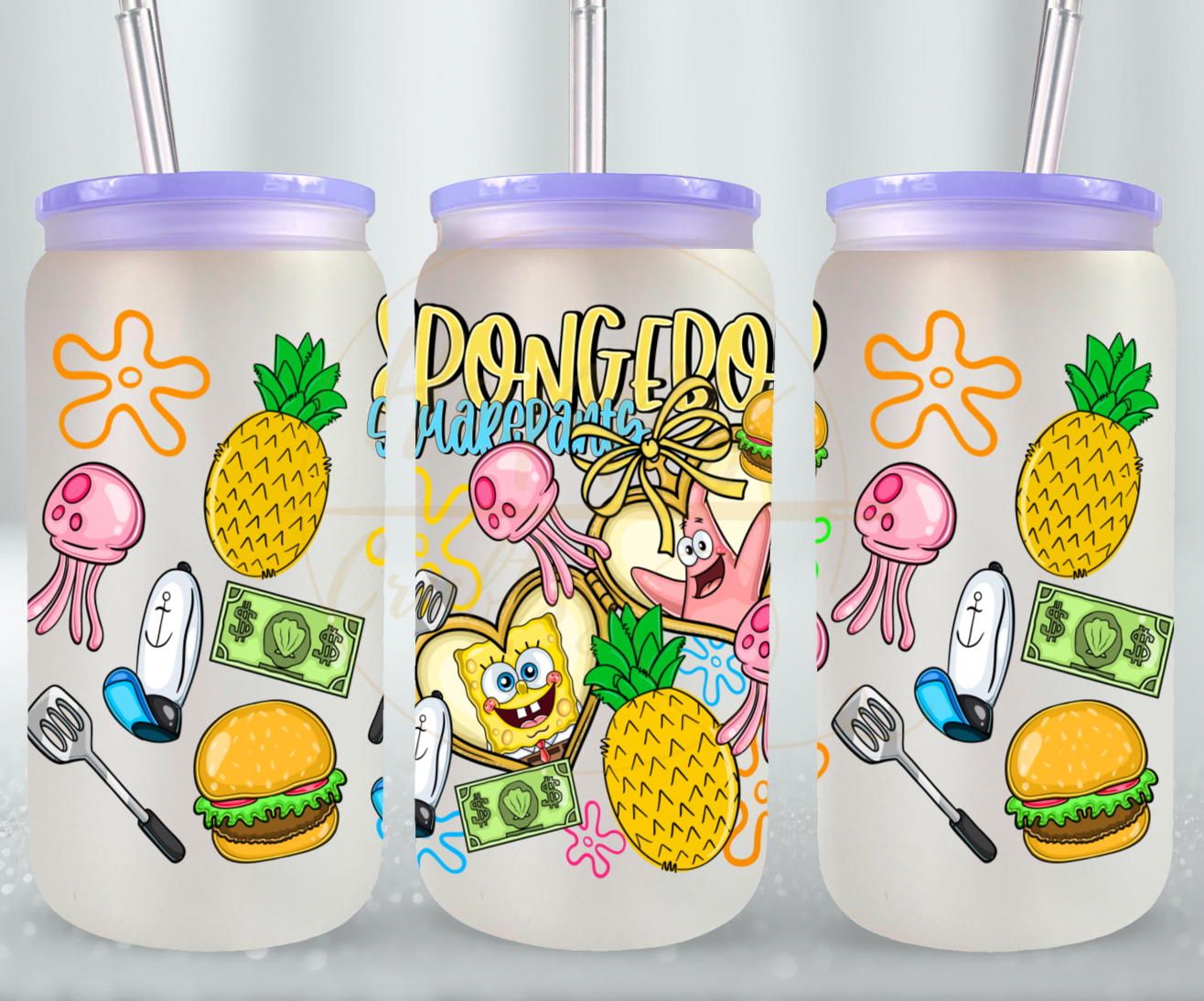 Undersea Fun Vibes-557 Glass Can - 557-16OZ-Purple