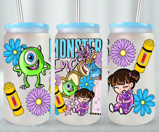 Colorful Monster Crew-543 Glass Can - 543-16OZ-Blue