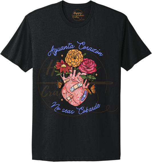 Aguanta Corazon-504 T-shirt - 504-S-Black, 504-M-Black, 504-L-Black, 504-XL-Black, 504-2XL-Black, 504-3XL-Black