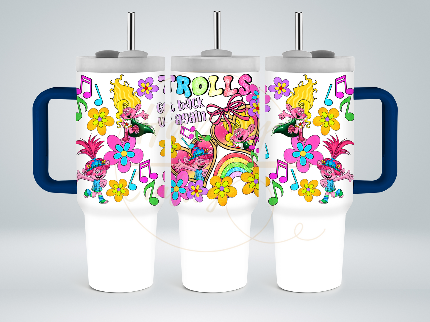 Colorful Flower Party Crew-539 Tumbler - 539-40OZ-Blue