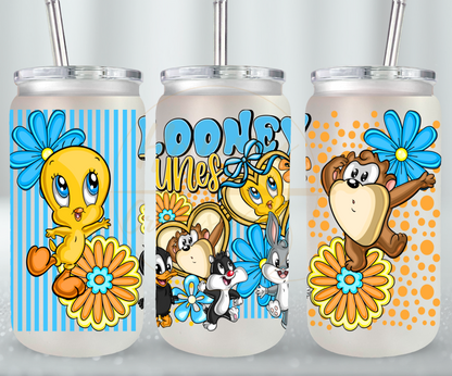 Tiny Friends Adventure-555 Glass Can - 555-16OZ-White