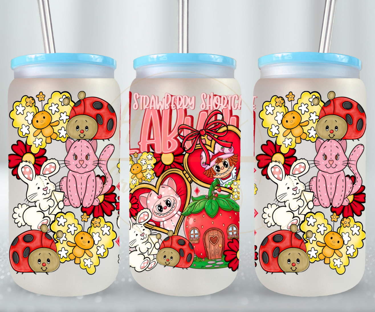 Sweet Berry Garden Friends-554 Glass Can - 554-16OZ-Blue