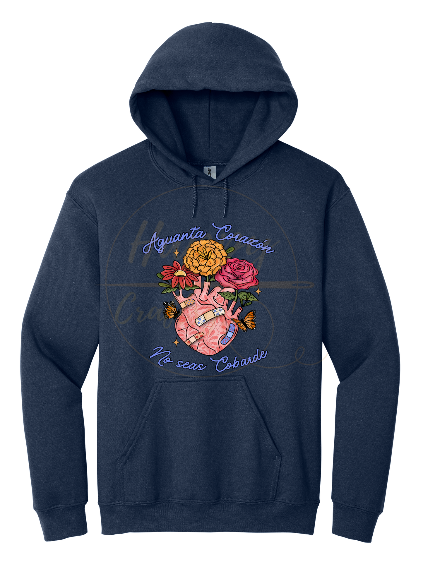 Aguanta Corazon-504 Hoodie - 504-S-Navy, 504-M-Navy, 504-L-Navy, 504-XL-Navy, 504-2XL-Navy, 504-3XL-Navy