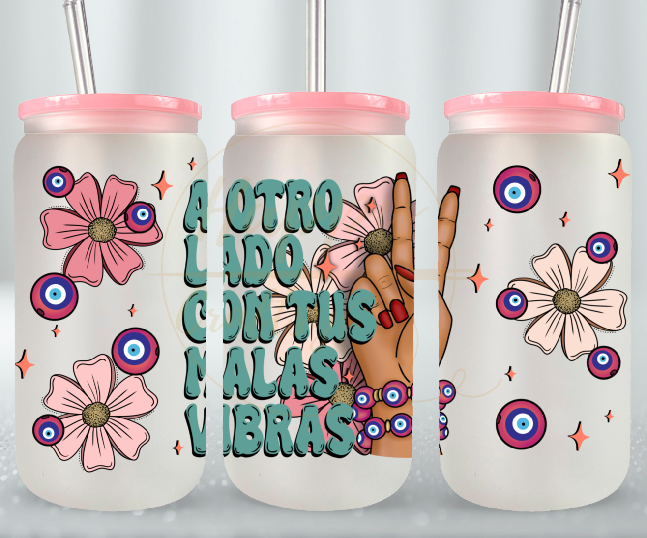 A Otro Lado-517 Glass Can - 517-16OZ-Pink
