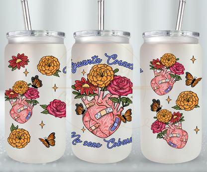 Aguanta Corazon-504 Glass Can - 504-16OZ-White